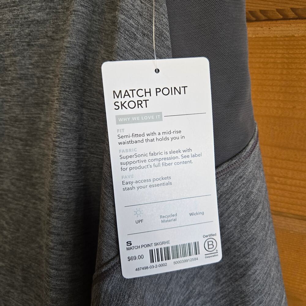 Athleta Match Point Skort NWT 13.5 Heather Gray Small Athleisure Tennis Preppy - Picture 3 of 5